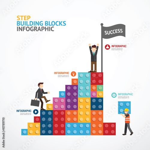 Infographic Template step building blocks banner . concept