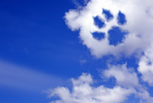 Dog Paw Trail In The Sky Clouds