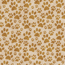 Brown Doggy Paw Print Tile Pattern Repeat Background