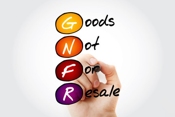 Poster - Hand writing GNFR - Goods Not For Resale with marker, acronym business concept