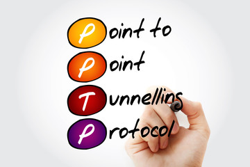 Aufkleber - Hand writing PPTP Point to Point Tunnelling Protocol with marker, acronym concept