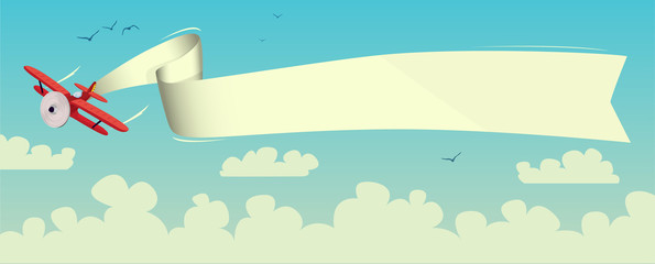 biplane with banner
