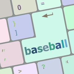 Poster - baseball word on keyboard key, notebook computer vector illustration