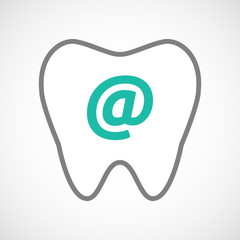 Sticker - Line art tooth icon with an at sign