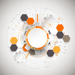 © Alex - Abstract orange colored technological background with various te