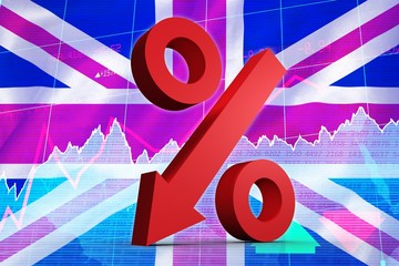 Poster - Composite image of percentage arrow