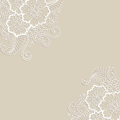 Canvas Print - Flower vector ornament corner