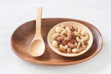 Canvas Print - Assorted mixed nuts , Almond , Cashews nuts , macadamia , walnut