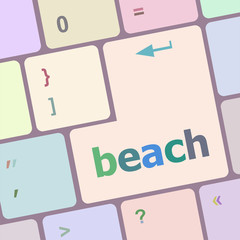Poster - beach enter button on keyboard keys vector illustration