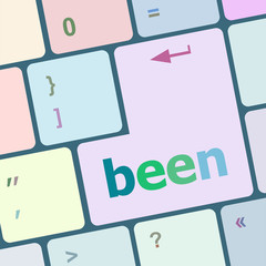 Poster - been word on keyboard key, notebook computer button vector illustration