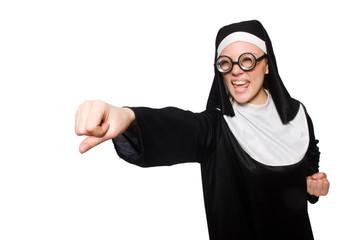 Wall Mural - Nun isolated on the white background