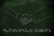 © faithie - man and robot shaking hands, autonomous robot