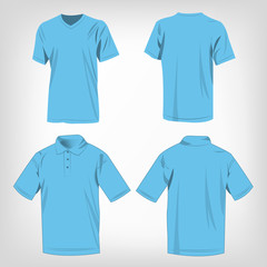 Wall Mural - Sport baby blue t-shirt and polo shirt isolated set vector