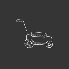 Sticker - Lawnmover. Drawn in chalk icon.