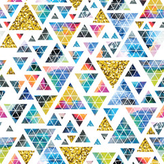 Wall Mural - triangular space design. abstract watercolor ornament.
