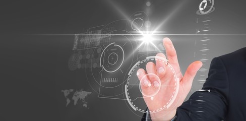 Poster - composite image of focused businessman pointing with his finger