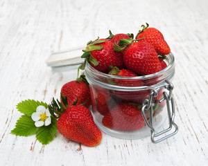 Jar with strawberries