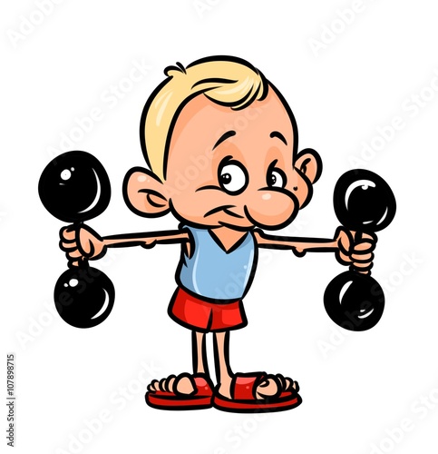 Merry Charging Health Man Good Morning Cartoon Isolated Image