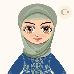 Wall Mural - The girl in muslim dress. Historical clothes. Portrait. Avatar.