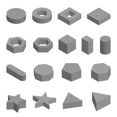 Wall Mural - Monochrome set of geometric shapes, platonic solids, vector illustration