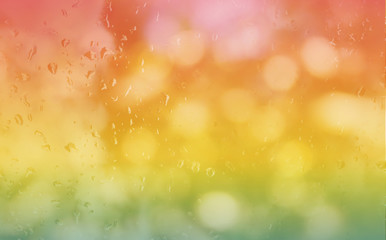 Wall Mural - Abstract blurred background rain drop on glass mirror in fresh c