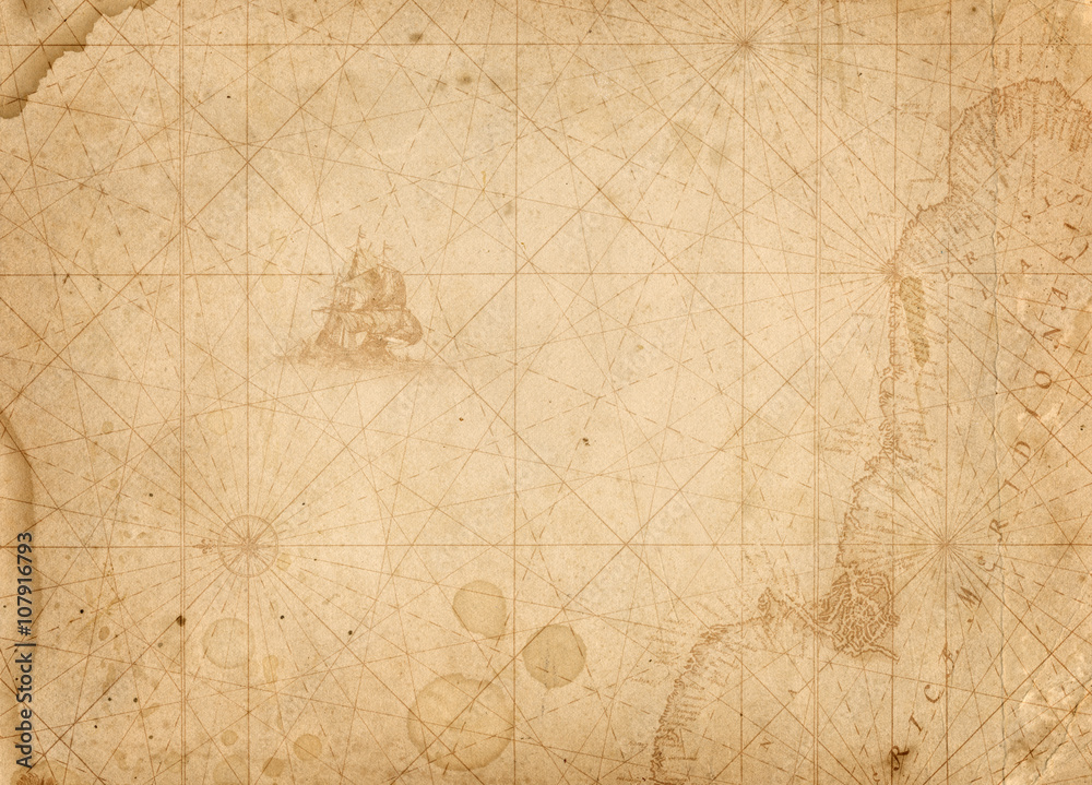 Obraz na płótnie old nautical treasure map background w salonie