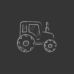 Poster - Tractor. Drawn in chalk icon.