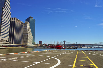 Wall Mural - Helicopter and helicopter pad in Lower Manhattan in New York