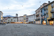Old houses on piazza grande square at Locarno