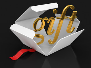Poster - Open package with Gift. Image with clipping path