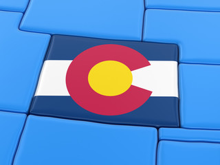 Poster - Map of Colorado state with flag