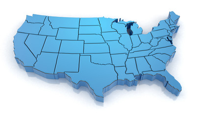 Poster - Map of USA. Image with clipping path.