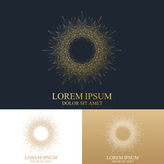 Poster - Geometric abstract round form with connected line and dots. Graphic composition for medicine, science, technology , chemistry