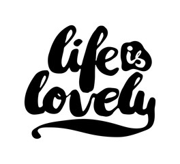 Wall Mural - Black and white insulated hand lettering poster stencil. I love life. Vector