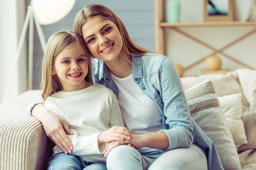 Wall Mural - Mom and daughter