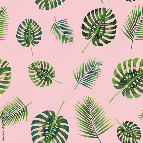Stoffe zum Nähen Palm tropische Blätter nahtlose Muster.