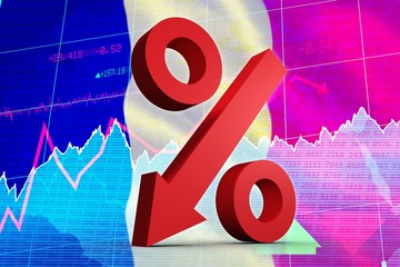 Poster - Composite image of percentage arrow