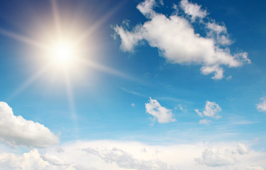 sun on beautiful blue sky