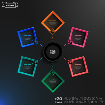 Vector infographics design with colorful rhombs.