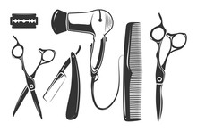 Barber Shop Vector Elements For Logo, Labels And Badges