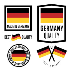 Canvas Print - Made in Germany label set. Vector Germany flag. Symbol of quality. Manufacturing by Germany. Tags and sticker collection. Vintage and modern stamp. 