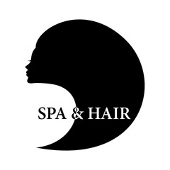 Wall Mural - Spa and hair logo, face silhouette in white and black