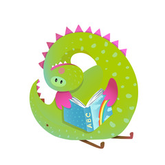 Wall Mural - Baby dragon reading book study cute cartoon