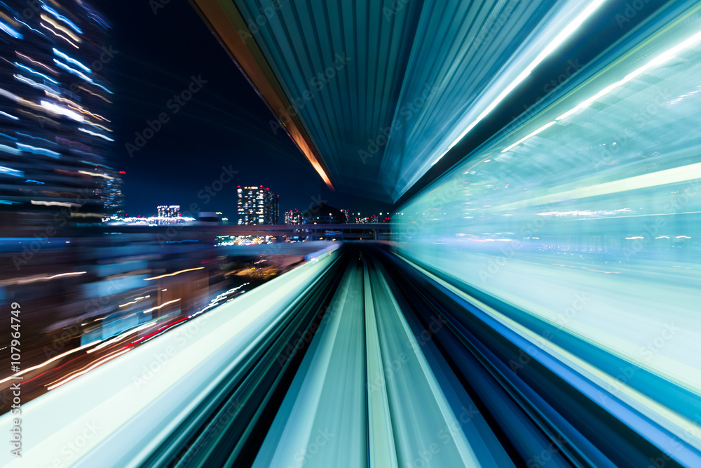 Motion blur of train moving inside tunnel Stock Photo | Adobe Stock