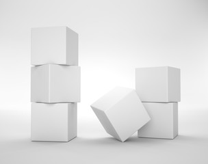 white cubes on solid background.