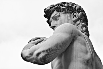 Wall Mural - The most famous statue of Michelangelo, the David, Italy; photo with black and white effect.