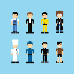 Wall Mural - pixel people avatar set