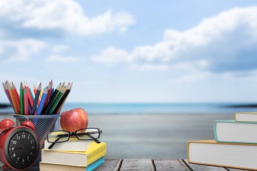 Poster - Composite image of school supplies on desk