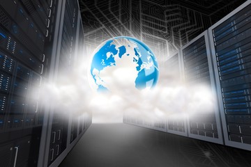 Poster - Composite image of earth on floating cloud