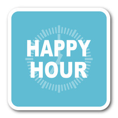Aufkleber - happy hour blue square internet flat design icon